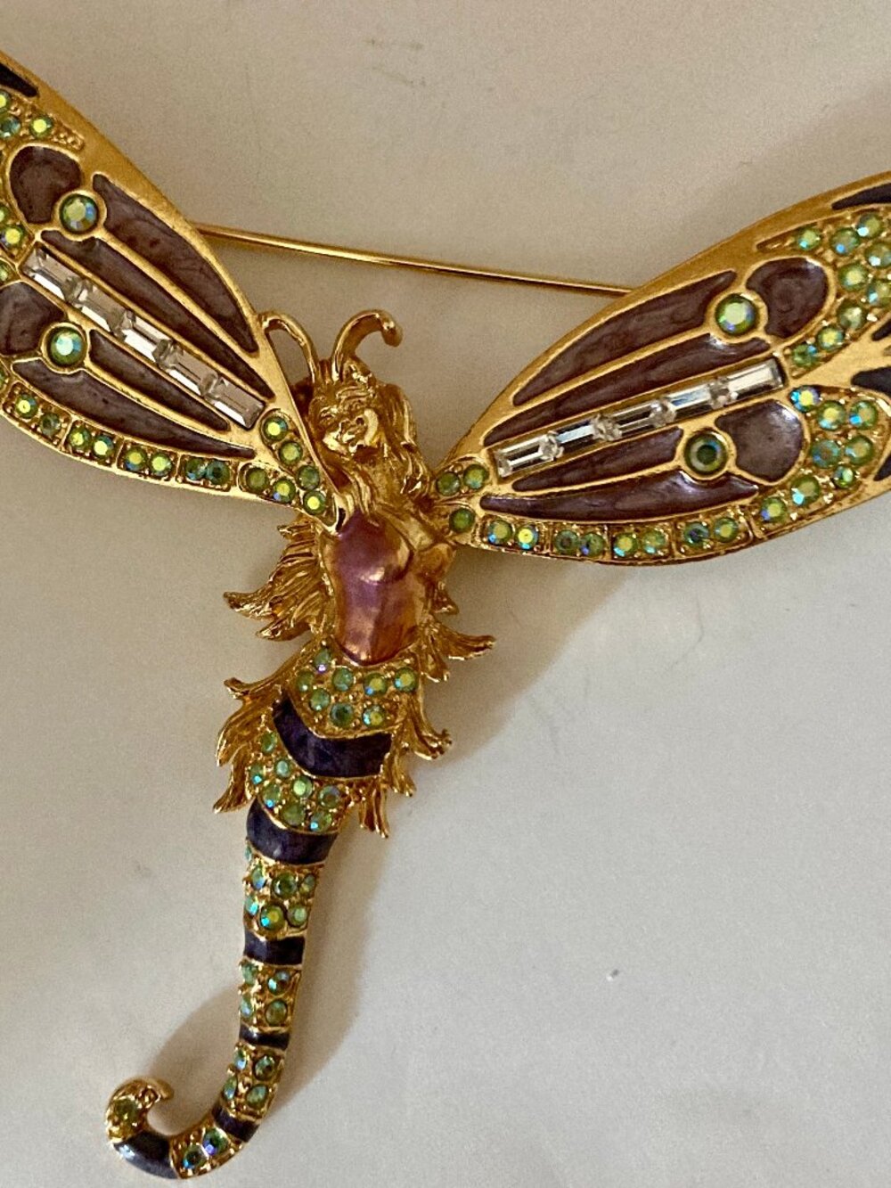KIRKS FOLLY SIGNED/VERY RARE DRAGONFLY FAIRY BROOCH W/AMAZING DETAILS-SEE NOW - Picture 5 of 7